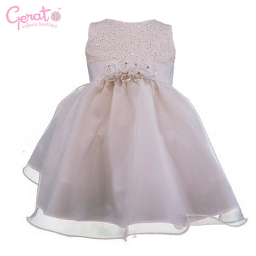 Vestido de presentación para niñas color hueso
