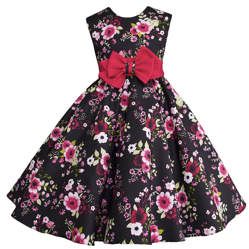 Vestido para color negro con flores – Gerat Infants Boutique