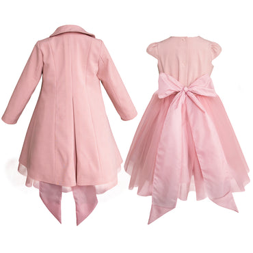 Conjunto para niña de abrigo,vestido rosa Gerat