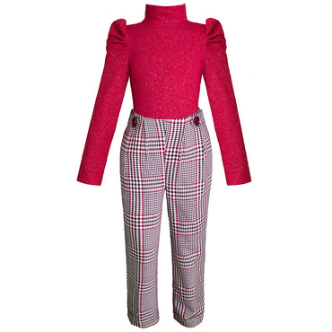 Conjunto de pantalón con blusa para niña color rojo Gerat
