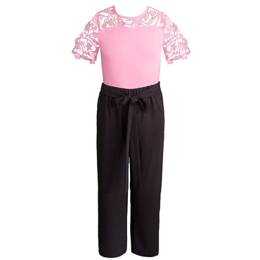 Pantalón negro con blusa para niña color rosa Gerat