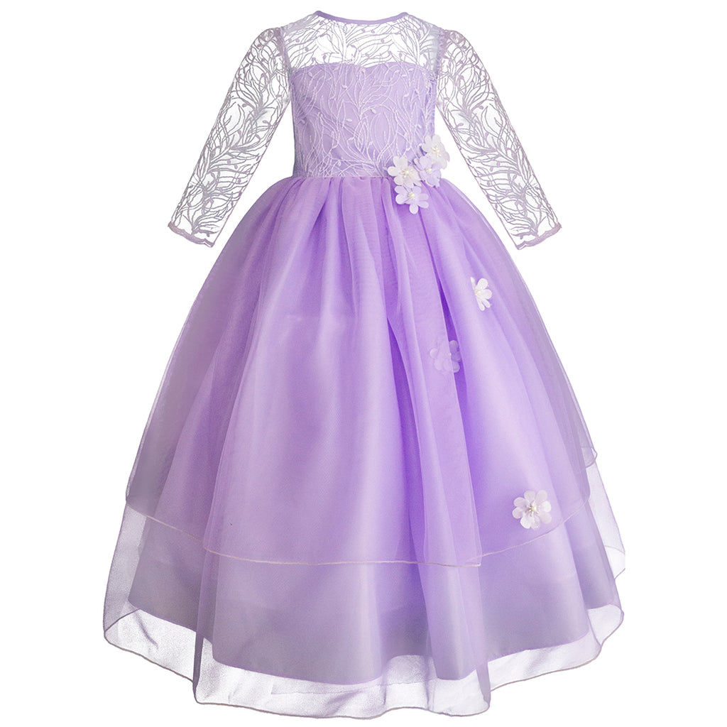 Vestido de fiesta para niñas con mangas Gerat color lila – Gerat Boutique