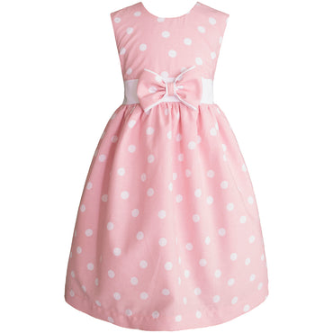 Vestido de niña Gerat rosa con bolitas blancas
