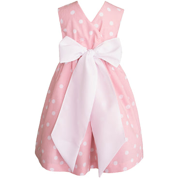 Vestido de niña Gerat rosa con bolitas blancas