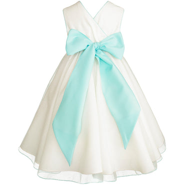 Vestido para niñas Gerat color blanco y agua