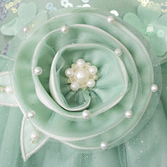 Vestido de Fiesta Verde Pastel con Tul y Flores - Gerat