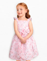 Vestido de Fiesta Floral Rosado con moño para Niñas Gerat