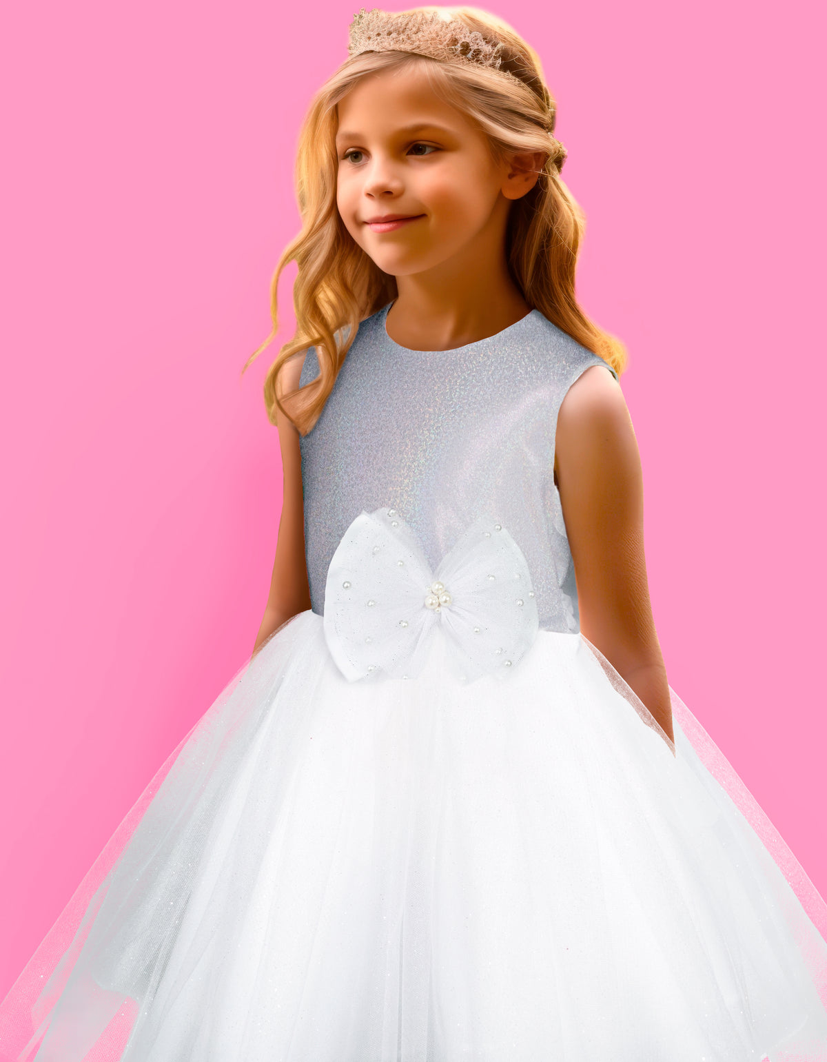Vestido de Fiesta blanco plata para Niñas de Gerat