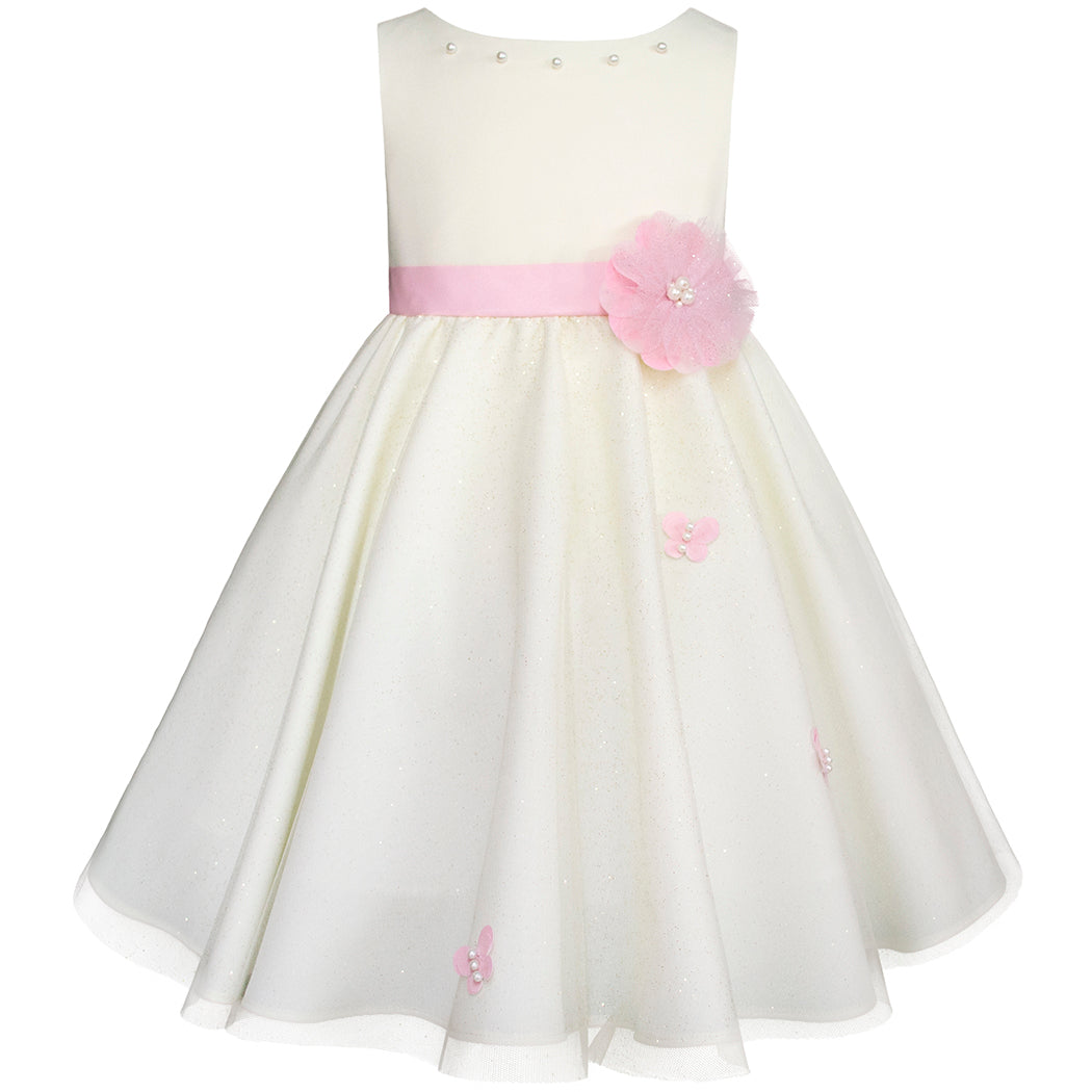 Vestido de para Niñas de 2-3 Años con Detalles Florales y Brillantes