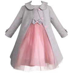 Conjunto de vestido con abrigo fiesta para niña 2 y 3 años Gerat