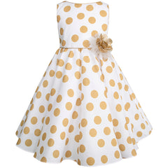Vestido Gerat para Niñas Blanco con Lunares Dorados