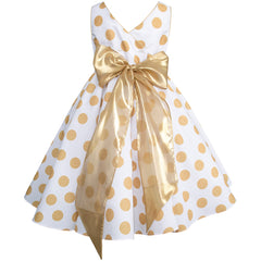 Vestido Gerat para Niñas Blanco con Lunares Dorados
