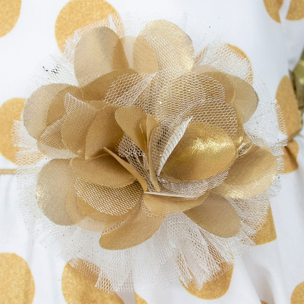 Vestido Gerat para Niñas Blanco con Lunares Dorados