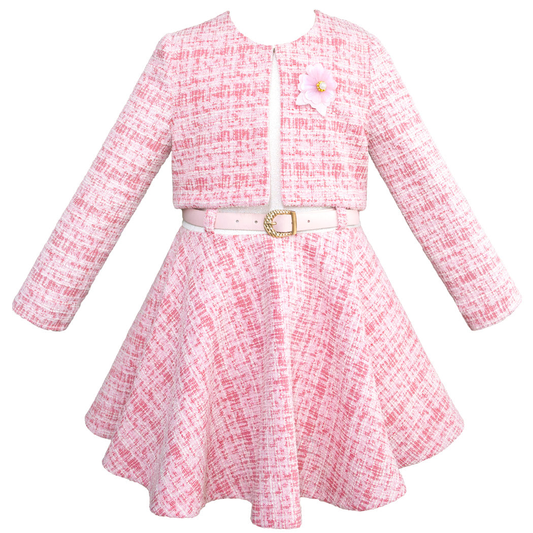 Conjunto de Vestido y Saco Rosa para Niñas de 6 a 10 Años | Gerat