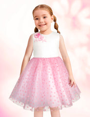 Vestido de Fiesta Rosa con Estrellas Brillantes para Niñas de 3 a 8 Años - Gerat
