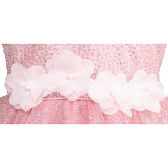 Vestido de Fiesta Rosa Palo con Brillos y Flores 3D para Niñas 3 a 8 Años - Gerat