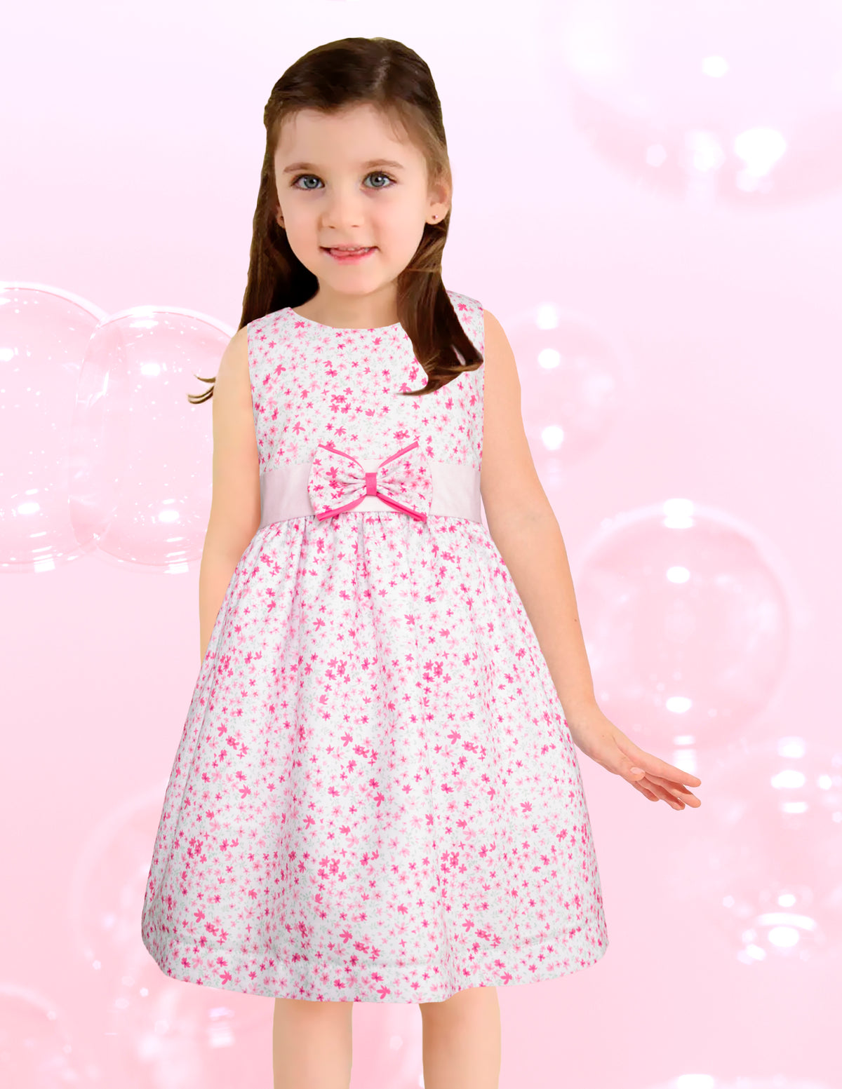 Vestido Gerat Casual Rosa con Moño para Niñas de 4 a 10 Años