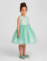 Vestido Gerat Verde Pastel con Flores para Niñas de 2 a 6 Años