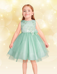 Vestido Gerat Verde Pastel con Flores para Niñas de 2 a 6 Años