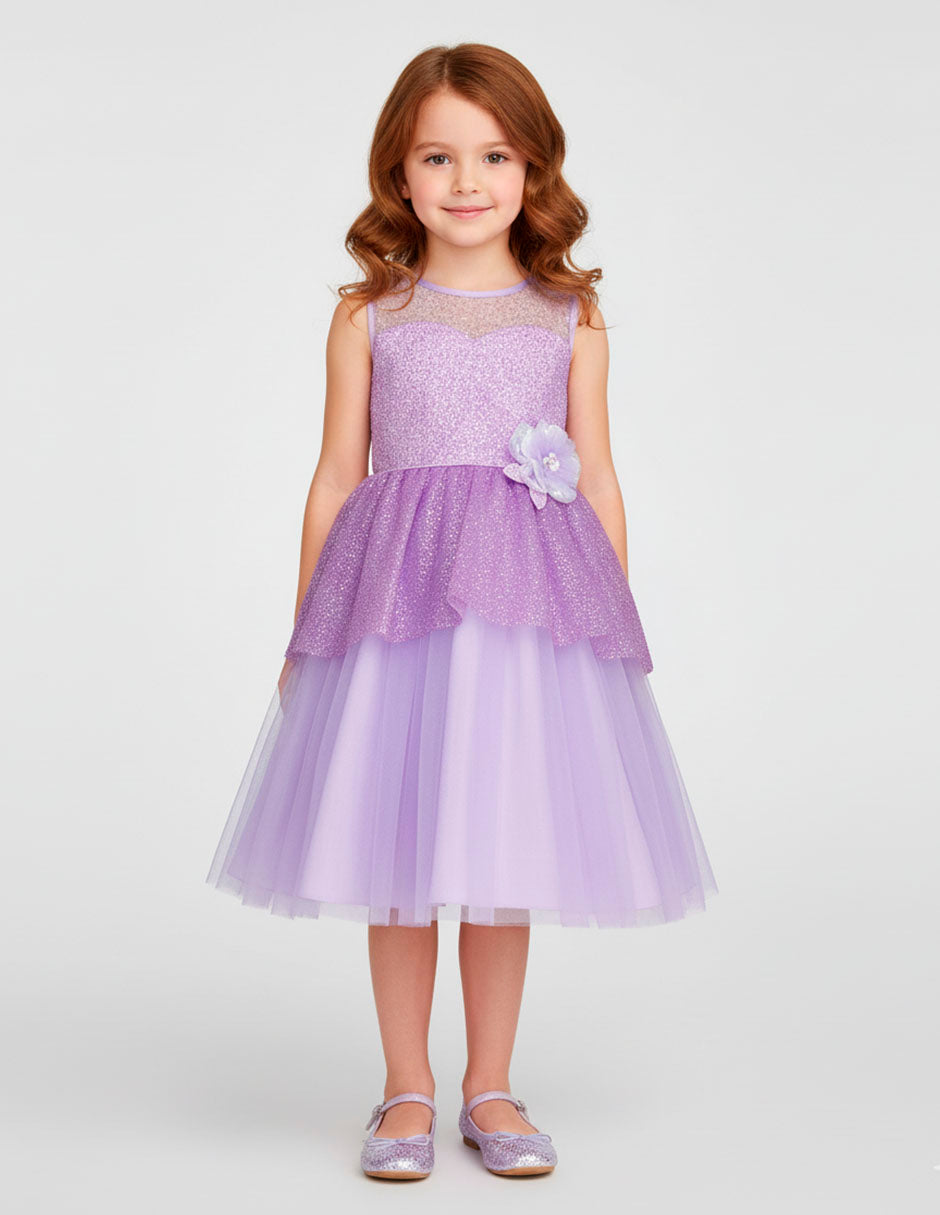 Vestido Lila de Fiesta para Niña Tallas 3 a 10 | Ideal para Graduaciones | Gerat