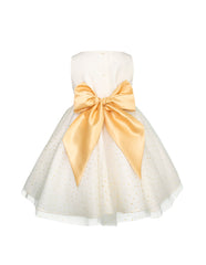 Vestido para Niñas Color Hueso con Detalles Dorados | Gerat