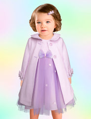 Conjunto Abrigo y Vestido de Fiesta para Bebé Niña Lila y Rosa - Gerat