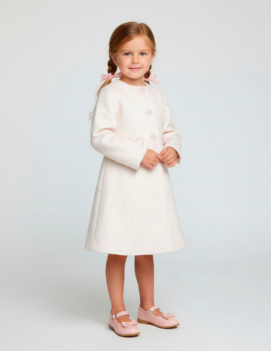 Abrigo hueso con moños bordados para niñas Gerat