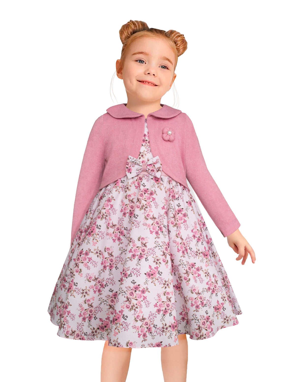 Vestido Floral con Torero Rosa para Niña Gerat