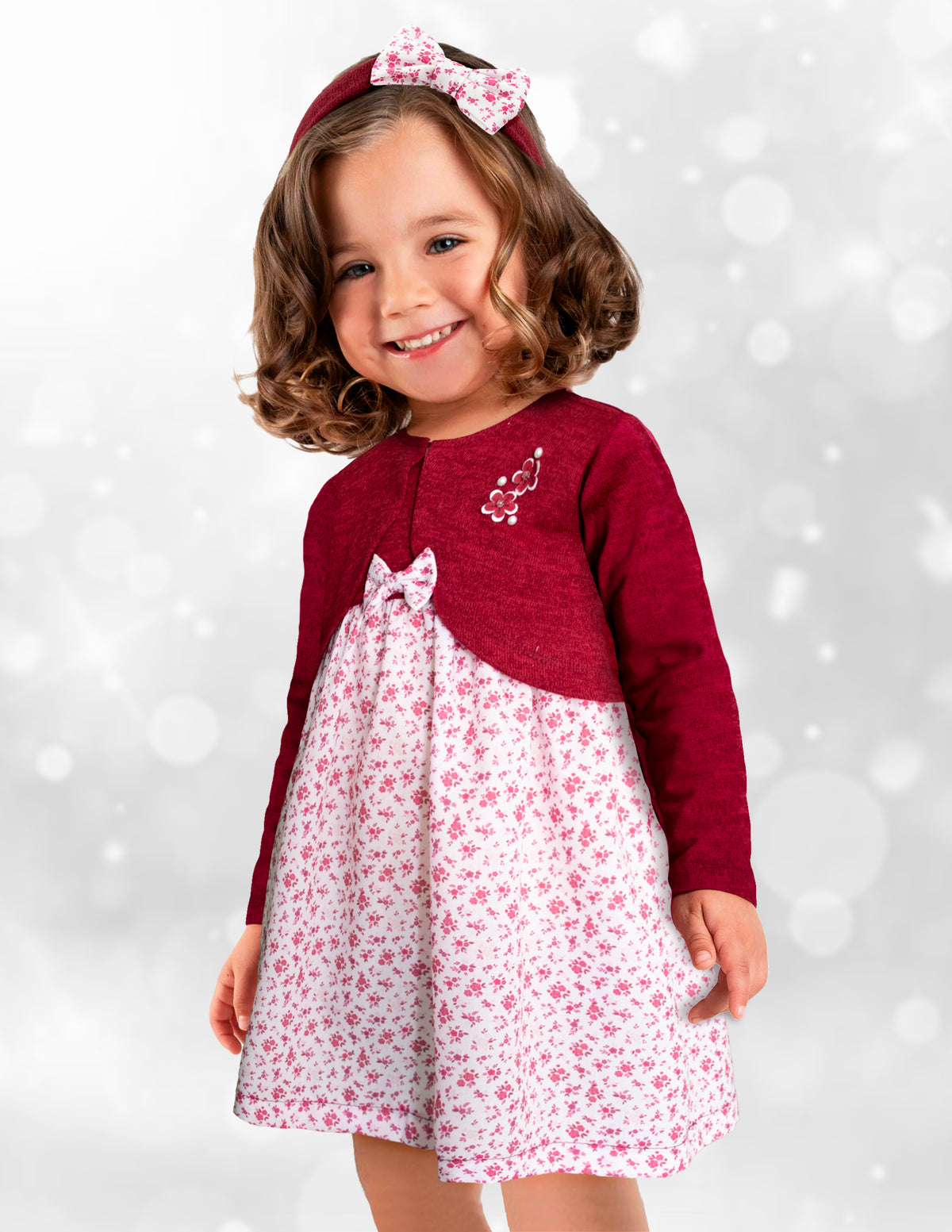 Vestido bata con torero color vino Gerat – Tallas 12 y 18 meses