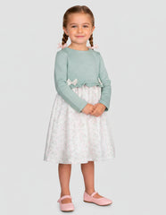 Vestido Gerat para niña con talle tejido verde