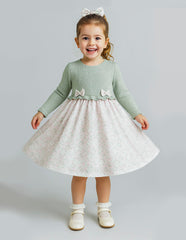 Vestido Gerat para niña con talle tejido verde