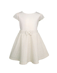 Conjunto Gerat para Niñas 3 Piezas Elegante: Saco, Blusa y Falda Tweed Marfil