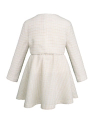 Conjunto Gerat para Niñas 3 Piezas Elegante: Saco, Blusa y Falda Tweed Marfil