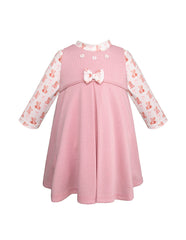 Bata rosa con moño y ositos para bebé niña | Gerat - Tallas 12 y 18 meses