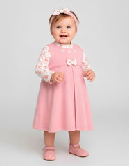 Bata rosa con moño y ositos para bebé niña | Gerat - Tallas 12 y 18 meses
