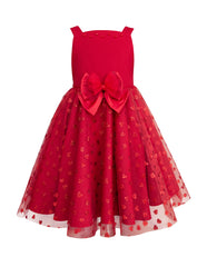 Vestido rojo de fiesta para niña con tul y moño – Gerat