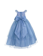 Vestido de Fiesta para Niñas Azul con Tul y Moño Elegante | Gerat