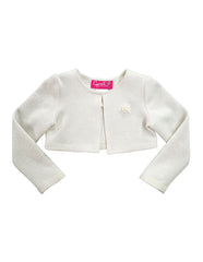 Suéter blanco elegante para niña con flor decorativa – Gerat