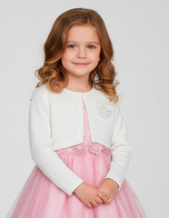 Suéter blanco elegante para niña con flor decorativa – Gerat