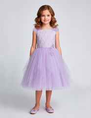 Vestido Juvenil de Fiesta Lila con Falda de Tul | Niñas Tallas 10 a 16
