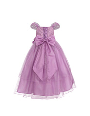 Vestido de Gala Infantil en Tul Lila con Corpiño Bordado y Detalle Floral - Gerat