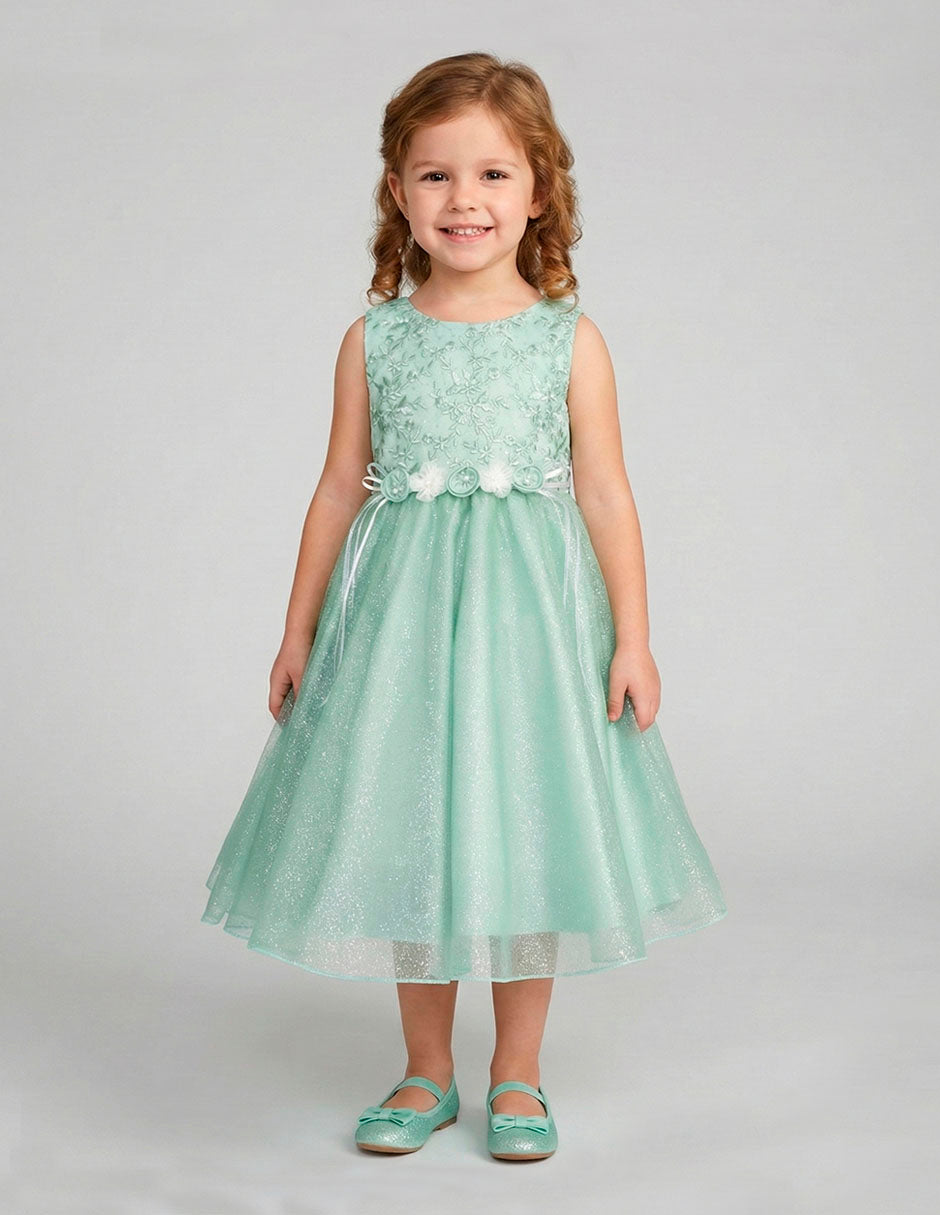 Vestido de Fiesta Verde Menta para Niñas | Gerat | Tallas 3, 4, 6 y 8