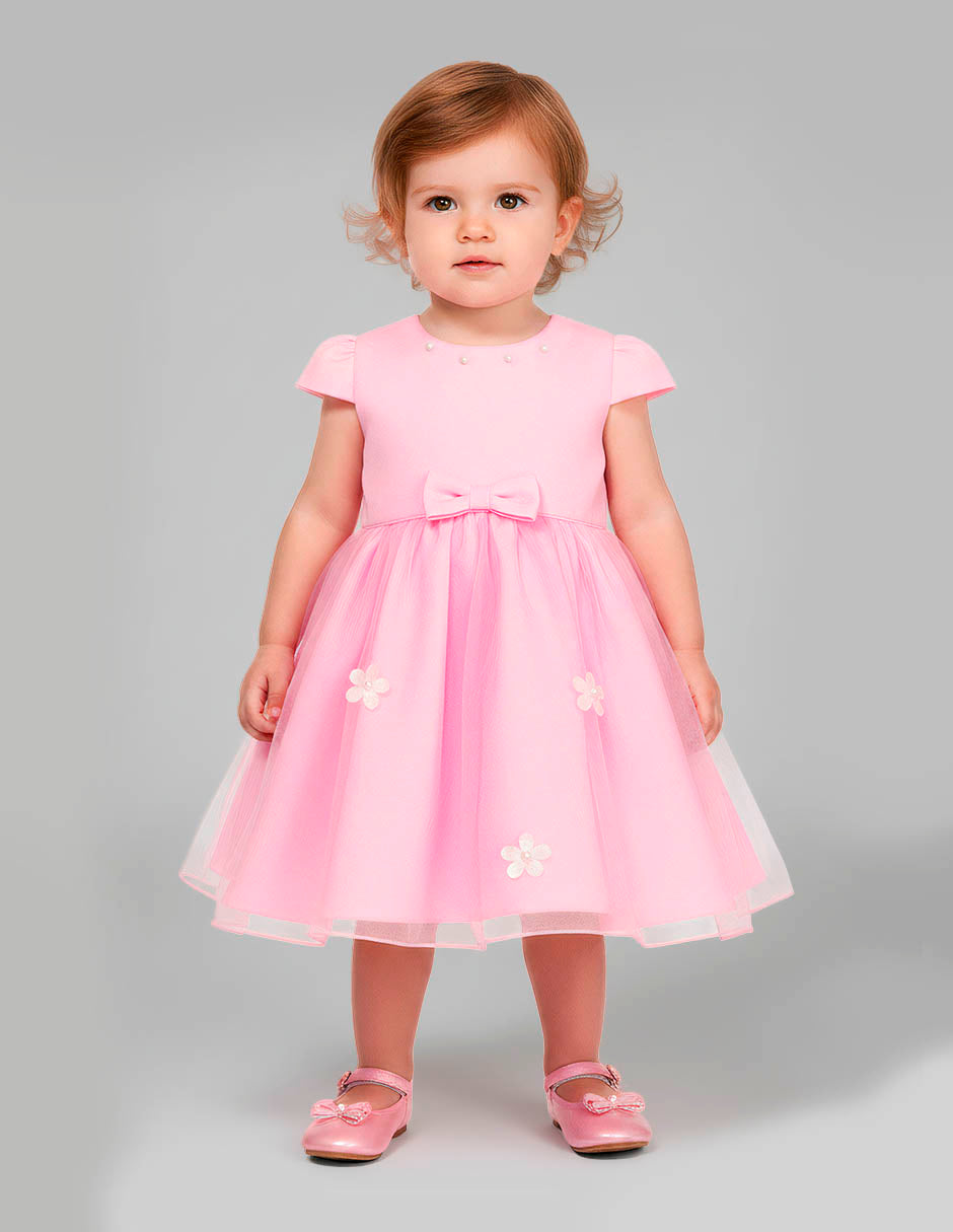 Bata Rosa de Fiesta para Bebé | Elegancia y Dulzura Gerat | 12 y 18 Meses