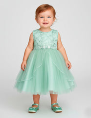 Vestido de Fiesta Verde Menta para Bebé | Tul Elegante y Bordado – Tallas 12 y 18 Meses | Gerat