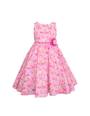 Vestido Primavera Rosa Fiusha para Niñas | Vestido Floreado Elegante Tallas 3 a 10