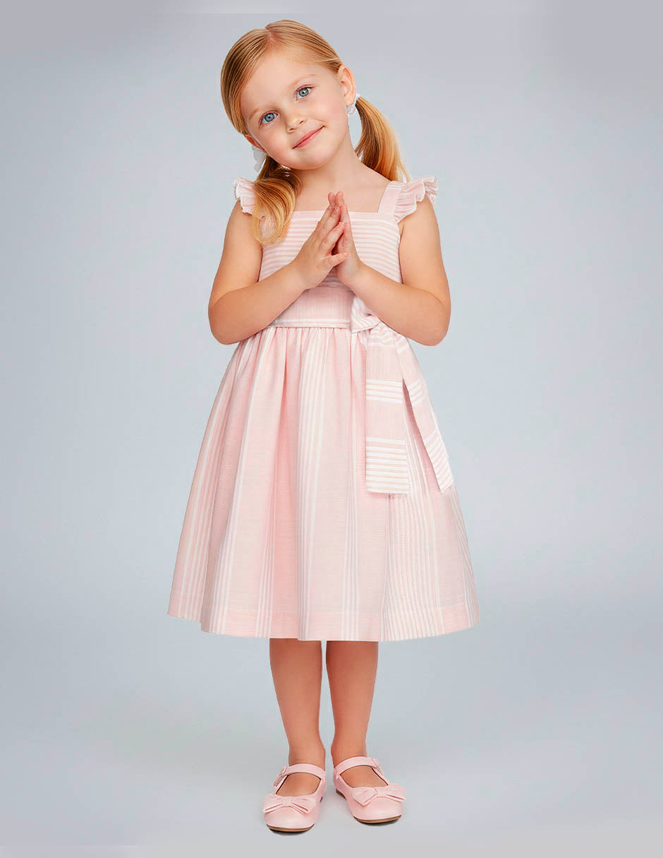 Vestido Rosa Pastel para Niñas con Moño | Gerat