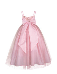 Vestido de Gala Palo de rosa con Bordado Floral y Tul de Lujo Gerat