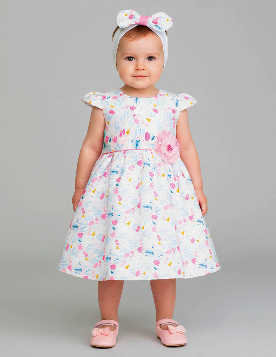 Vestido para Bebé Floral Primavera con Moño – Tallas 12 y 18 Meses Gerat