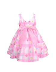 Vestido para Bebé Rosa Pastel a Cuadros con Moño | Tallas 12 y 18 Meses