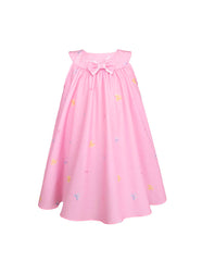 Bata Rosa para Bebé Bordada con Moñito – Vestido para Niña 12 y 18 Meses Elegante y Delicado